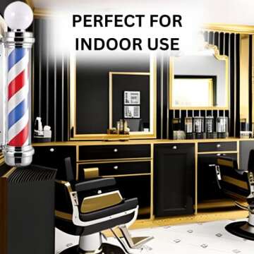 Classic Barber Pole 34.5" Rotating LED Stripes Light Hair Salon Open Sign Red White Blue Waterproof ...