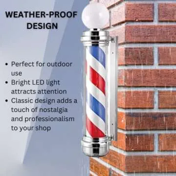 Classic Barber Pole with LED Lighting for Stylish Shops