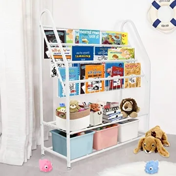 aboxoo Metal Kids Bookshelf for Organized Fun in Style