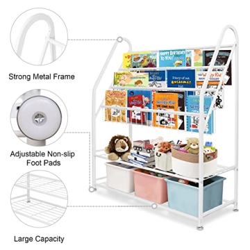 aboxoo Metal Kids Bookshelf for Organized Fun in Style