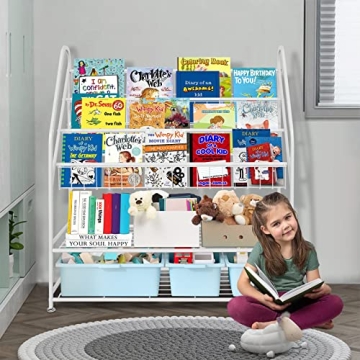 aboxoo Metal Kids Bookshelf for Organized Fun in Style
