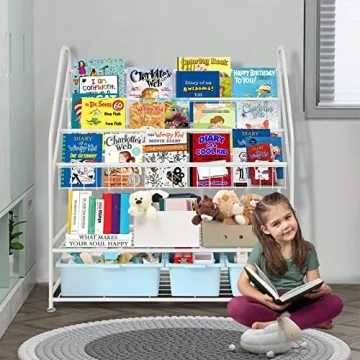 aboxoo Metal Kids Bookshelf for Organized Fun in Style