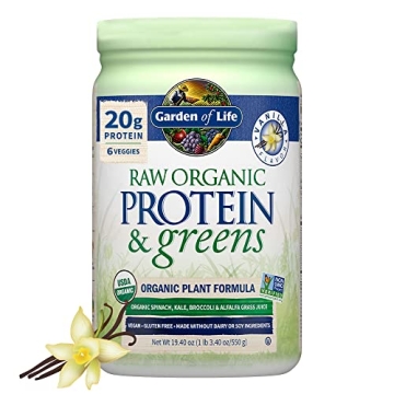 Garden of Life Raw Organic Protein & Greens - Vanilla - Vegan Protein Powder for Women and Men, Plan...