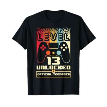 13th Birthday Gift Boys Level 13 Unlocked Official Teenager T-Shirt