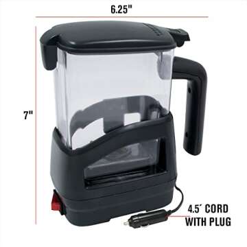 RoadPro 12-Volt 20oz. Smart Car Pot - Black - 5027S, 100 watts