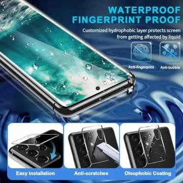 Burrizei [2+2 Pack] Galaxy S21 Ultra Screen Protector, 9H Tempered Glass, Ultrasonic Fingerprint Support, 3D Curved,HD Clear Scratch Resistant for Samsung Galaxy S21 Ultra 5G Glass Screen Protector