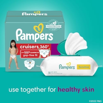 Pampers Cruisers 360 Diapers - Size 3, One Month Supply (168 Count), Pull-On Disposable Baby Diapers, Gap-Free Fit