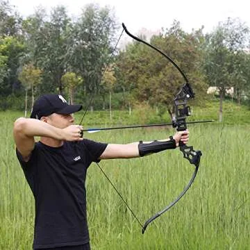 REAWOW Recurve Bow and Arrow Set Adult Archery Bows Kit Survival Longbow Right Hand with 6 Carbon Arrows Target Practice 30/40LBS Outdoor