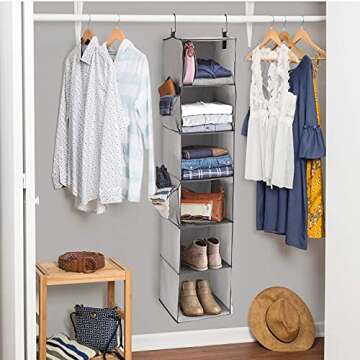 Marvelent Hanging Closet Organizer - 5 Shelves Hanging Closet Organizer Poly Canvas, 12”W x 12”D...