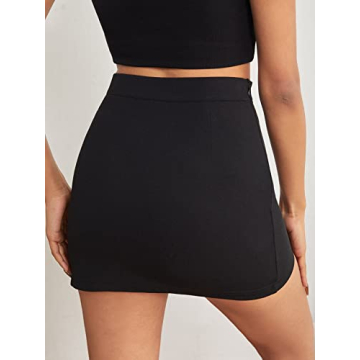 WDIRARA Women's Solid Mini Skirt for Work and Casual Style
