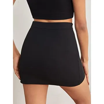 WDIRARA Women's Solid Mini Skirt for Work and Casual Style