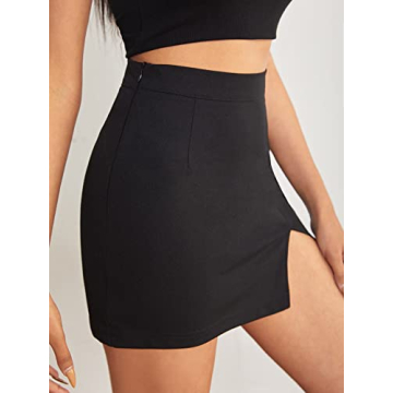 WDIRARA Women's Solid Mini Skirt for Work and Casual Style