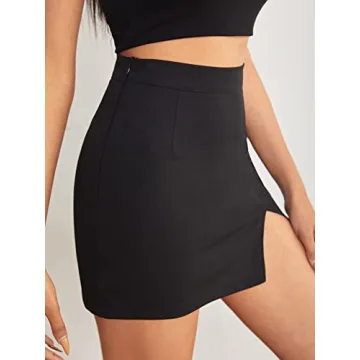 WDIRARA Women's Solid Mini Skirt for Work and Casual Style