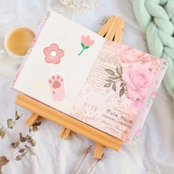 URROMA Pink Flower Scrapbook Papers, 100 Sheets Floral Scrapbooking Collage Paper Craft Supplies Junk Journal Supplies Vintage Journaling Decoupage Supplies Paper, 4"*5.5"