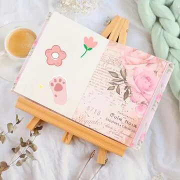 URROMA Pink Flower Scrapbook Papers, 100 Sheets Floral Scrapbooking Collage Paper Craft Supplies Junk Journal Supplies Vintage Journaling Decoupage Supplies Paper, 4"*5.5"