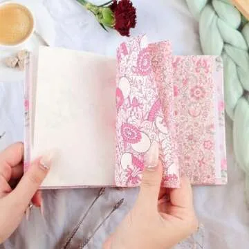 URROMA Pink Flower Scrapbook Papers, 100 Sheets Floral Scrapbooking Collage Paper Craft Supplies Junk Journal Supplies Vintage Journaling Decoupage Supplies Paper, 4"*5.5"