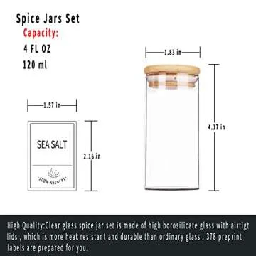 Churboro Spice Jars Set - 30 Glass Jars & 400 Labels
