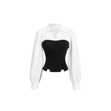 Fashionable Color Block Long Sleeve Blouse for Women