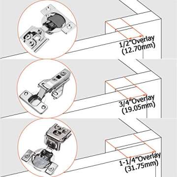 Luokim 2pcs Soft Opening Face Frame Mounting Concealed Hinges Kitchen Cabinet Door Hinges,Nickel Finish