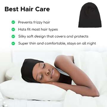 GICCHI Silk Bonnet Adjustable Silk Hair Bonnet for Sleeping Satin Bonnets for Women Silk Bonnet for Curly Hair - Black and Pink