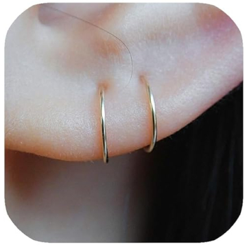 14K Gold Filled Small 7mm Hoop Earrings for Cartilage