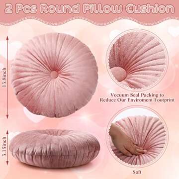 2 Pcs Round Throw Pillow 13.8 Inch Decorative Round Velvet Floor Pillows Small Pumpkin Throw Pillow ...