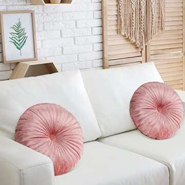 2 Pcs Round Velvet Pumpkin Throw Pillows - Comfort & Style