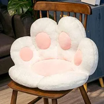 TAPBULL Freshdoll Seat Cushion Cat Paw Shape Lazy Sofa Office Chair Cushion Warm Skin-Friendly Floor Mat Specially Designed for Health Building, White, 31.5 x 27.56 inches, PP Cotton Fill