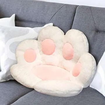 TAPBULL Freshdoll Seat Cushion Cat Paw Shape Lazy Sofa Office Chair Cushion Warm Skin-Friendly Floor Mat Specially Designed for Health Building, White, 31.5 x 27.56 inches, PP Cotton Fill