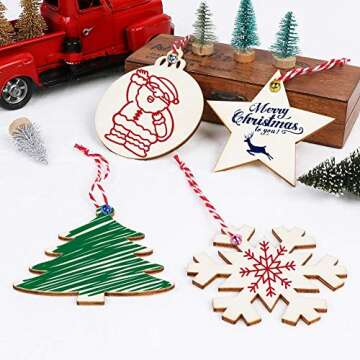 OurWarm Wooden Christmas Ornaments 40PCS Craft Set