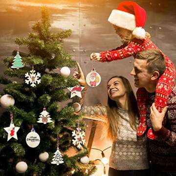 OurWarm Wooden Christmas Ornaments 40PCS Craft Set