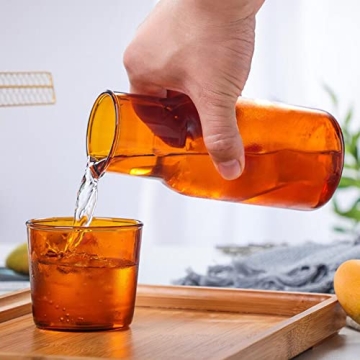 Sizikato Elegant 15 Oz Glass Carafe Set for All Beverages