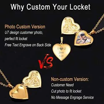 U7 Women 18K Gold Heart Locket Pendant Necklace 22" Chain