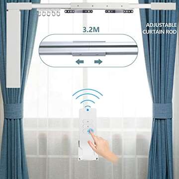 Electric Curtain Tracks 87"-244" Remote Automated Curtain Smart Curtains Motorized Curtains Rod with...