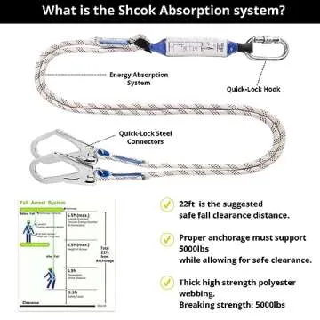 TT TRSMIMA Safety Harness Fall Protection Kit - Full Body Roofing harnesses with Shock Absorbing Lanyard Updated Waist Paded (red)
