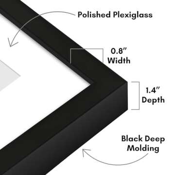 Americanflat 24x36 Poster Frame with Polished Plexiglass - Use as 20x30 Frame with Mat or 24x36 Frame Without Mat - Soho Collection - Gallery Style Deep Molding Frame for Wall Display - Black