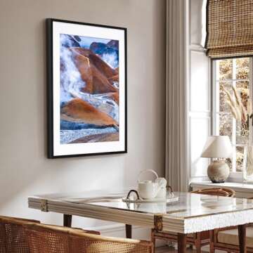 Americanflat 24x36 Poster Frame with Polished Plexiglass - Use as 20x30 Frame with Mat or 24x36 Frame Without Mat - Soho Collection - Gallery Style Deep Molding Frame for Wall Display - Black