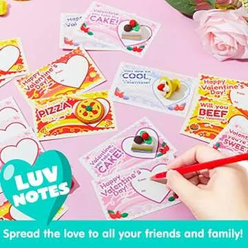 JOYIN 36 PCS Valentines Day Gift Cards with 3D Dessert Erasers for Kid Classroom Cards, Party Favor Toy Card Party Favor, Classroom Prize Supplies, Valentine’s Greeting Cards