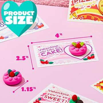 JOYIN 36 PCS Valentines Day Gift Cards with 3D Dessert Erasers for Kid Classroom Cards, Party Favor Toy Card Party Favor, Classroom Prize Supplies, Valentine’s Greeting Cards