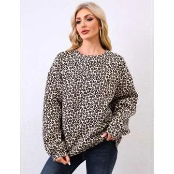 Eutten Womens Leopard Print Sweatshirt Cheetah Print Oversized Crewneck Graphic Sweatshirt Fleece Pullover Hoodie Long Sleeve