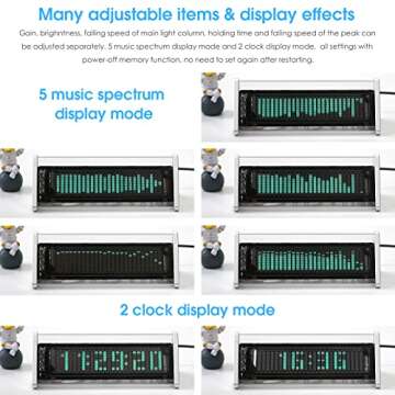 [Upgraded] VFD Audio Spectrum Analyzer Bluetooth 5.0 Receiver 3.5mm AUX Selector (Silver)