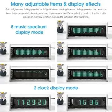 [Upgraded] VFD Audio Spectrum Analyzer Bluetooth 5.0 Receiver 3.5mm AUX Selector (Silver)