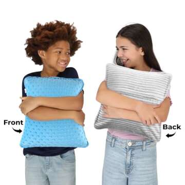 Special Supplies Vibrating Pillow Sensory Pressure Activated Calm for Kids and Adults, 12” x 12” Plush Minky Soft Cover with Textured Therapy Stimulation Bumps (Blue)