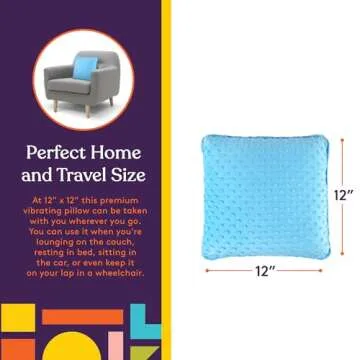 Special Supplies Vibrating Pillow Sensory Pressure Activated Calm for Kids and Adults, 12” x 12” Plush Minky Soft Cover with Textured Therapy Stimulation Bumps (Blue)