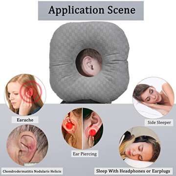 Wuronsa Ear Piercing Pillow for Side Sleepers with an Ear Hole for CNH and Ear Pain Ear Inflammation...