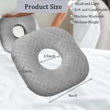 Wuronsa Ear Piercing Pillow for Side Sleepers with an Ear Hole for CNH and Ear Pain Ear Inflammation Pressure Sores, Cotton O-Shaped Side Sleeping Pillow, Ear Guard Pillow