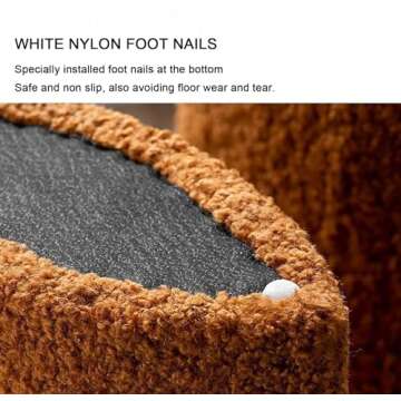 ShineCar Plush Ottoman Footrest Stool,Decorative Furry Foot Stool,Cozy Padded Faux Fur Vanity Stool,Comfortable Seat for Office Home Bedroom (white)