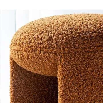 ShineCar Plush Ottoman Footrest Stool,Decorative Furry Foot Stool,Cozy Padded Faux Fur Vanity Stool,Comfortable Seat for Office Home Bedroom (white)