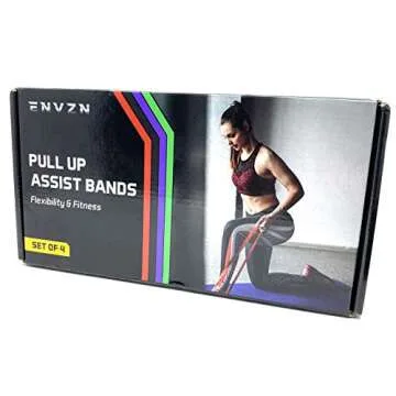 ENVZN Pull Up Bands - Pullup Resistance Assist Assistance Long Large Band Loops for Fitness, Gym, Workout, Crossfit, Therapy, Mobility, Powerlifting, Exercise, and Stretch Stretching (Set of 4)