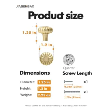 JIASENBAO Unique Brushed Gold Cabinet Knobs for Home